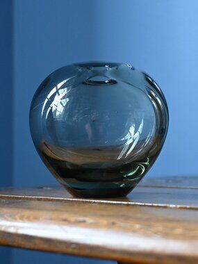 1960s Signed Per Lütken Holmegaard Smoke Glass Bud Vase Danish Art Glass